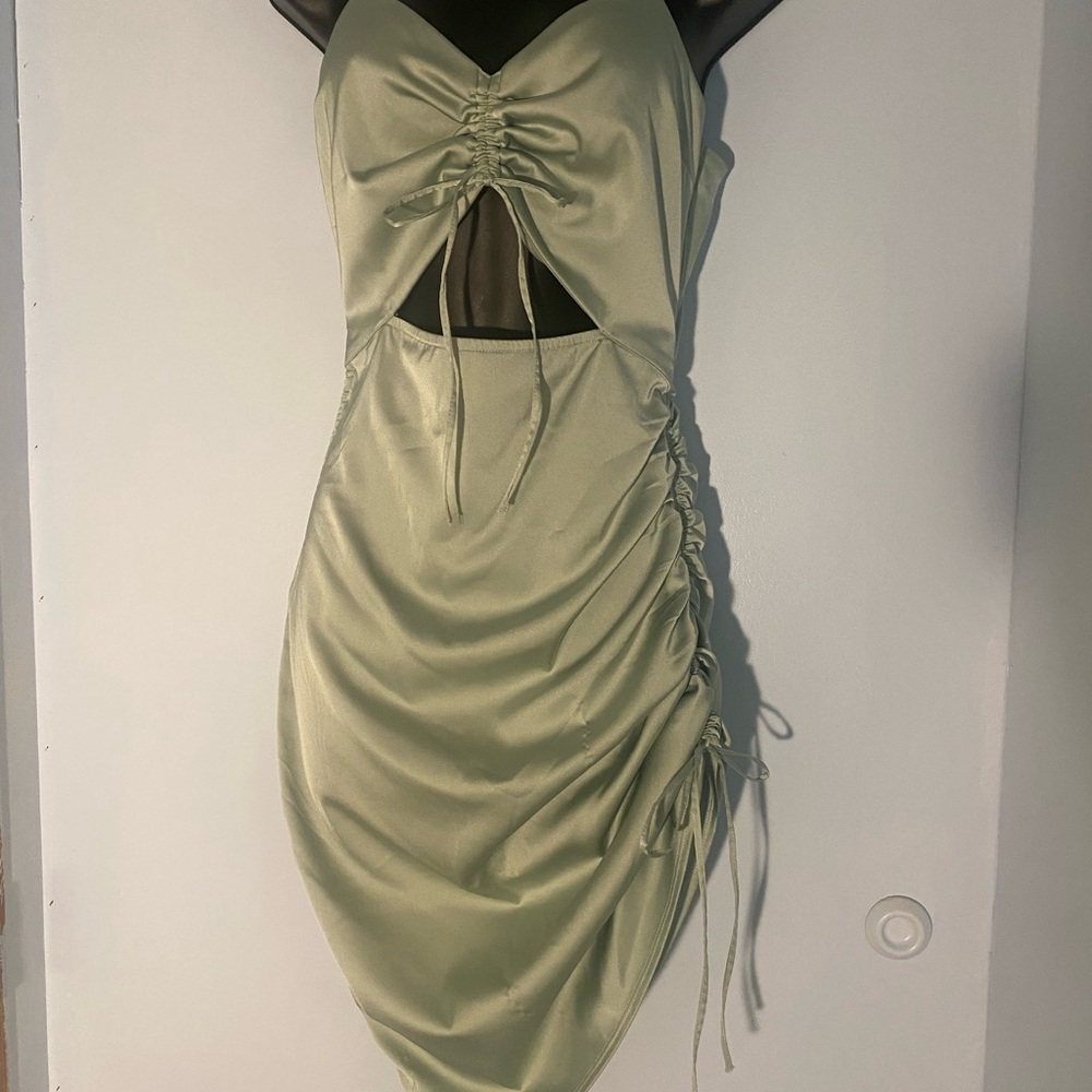 Hollister Light Green Ruched Dress